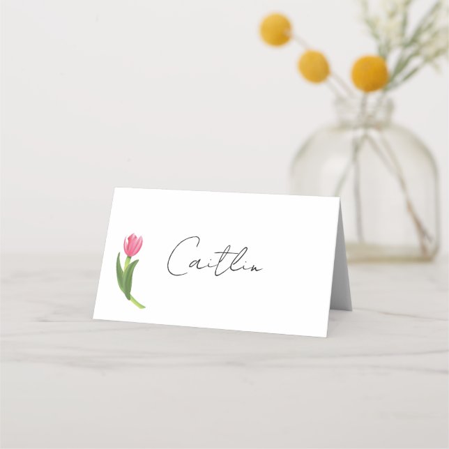 Pink Tulip Place Cards (Front)
