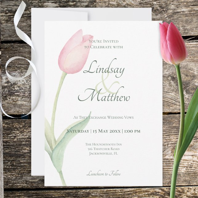 Pink Tulip Solo Wedding Invitation (Creator Uploaded)