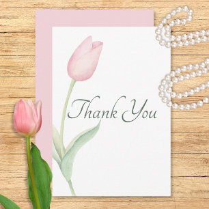 Pink Tulip Solo Wedding Thank You Card
