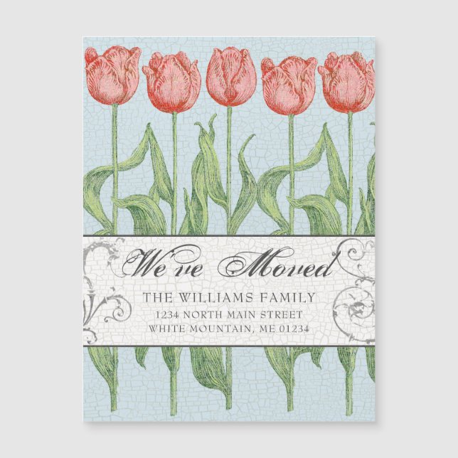 Pink Tulip Spring Floral Moving Announcement (Front)