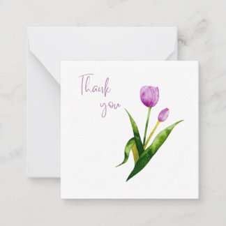 Pink Tulip Thank You Flat Notecard 