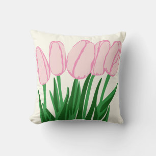 Pink Tulip Throw Pillow