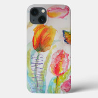 Pink Tulip Tulips Floral Watercolor Womans Name