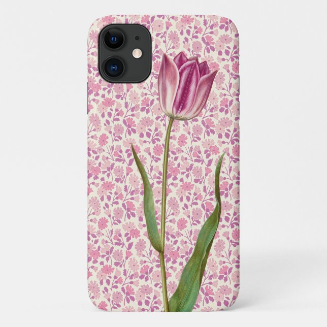 Pink Tulip Vintage Style Art Phone Case (Back)