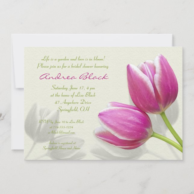 Pink Tulip Wedding Bridal Shower Invitation (Front)