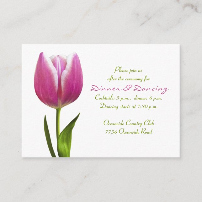Pink Tulip Wedding Reception Card (Front)