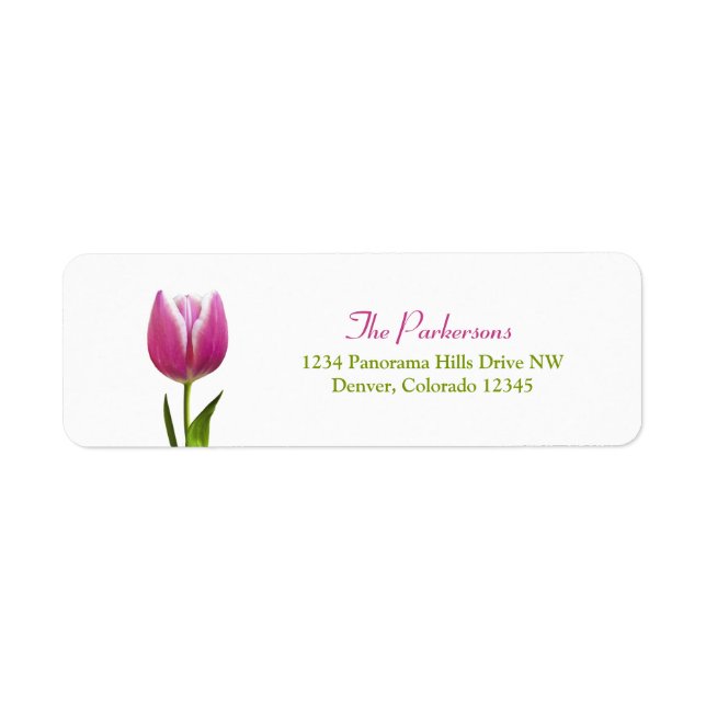 Pink Tulip Wedding Return Address Labels (Front)