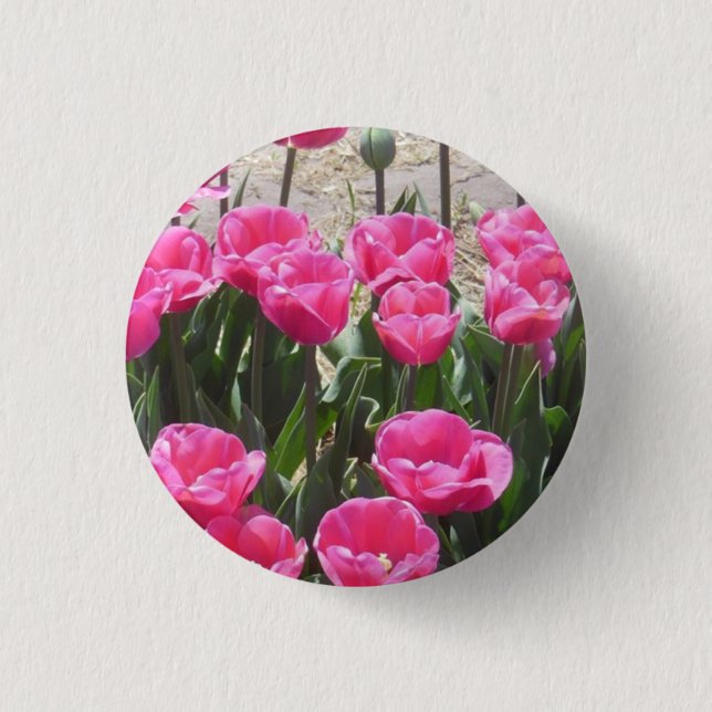 Pink Tulips 3 Cm Round Badge (Front)