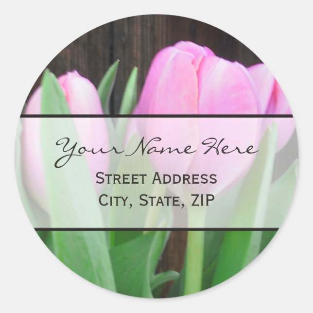 Pink Tulips Address Label (Front)