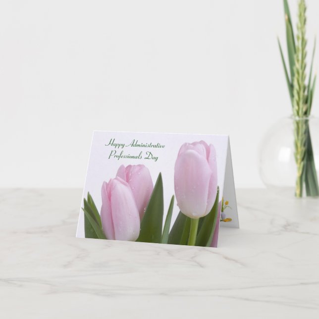 Pink Tulips Administrative Professionals Card (Front)
