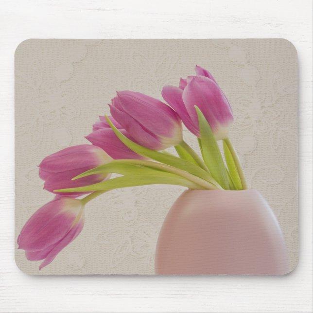 Pink Tulips And Lace Mouse Pad (Front)