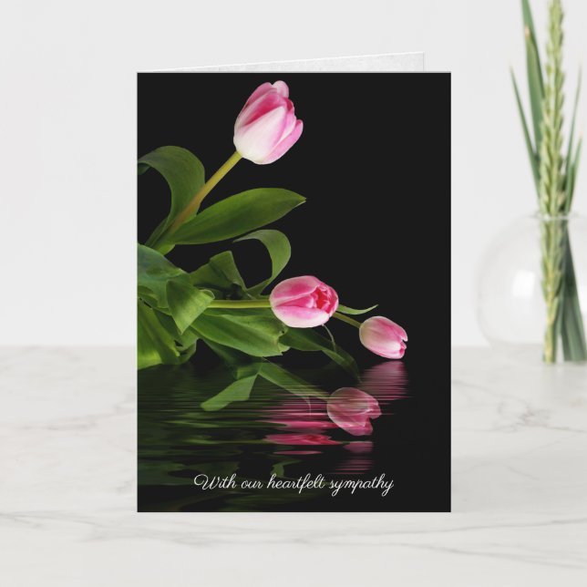 pink tulips and water reflection card (Front)