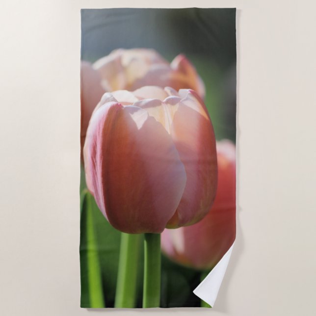 Pink Tulips  Beach Towel (Front)