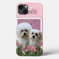Pink Tulips - Bichon and Maltese
