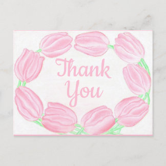 Pink Tulips Border ~Thank You Card