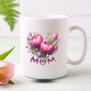 Pink Tulips Bouquet - MOM Coffee Mug