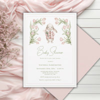Pink Tulips Bunny Rabbit Animal Baby Shower