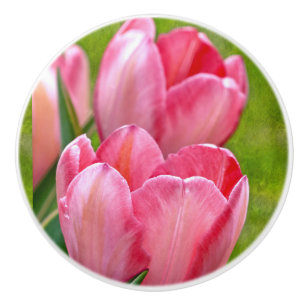 Pink Tulips Ceramic Knob