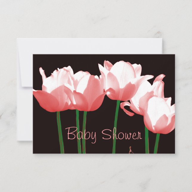 Pink Tulips Custom Baby Shower Invitation (Front)
