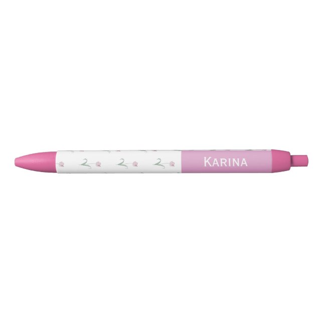 Pink Tulips Custom Name Pen (Front)