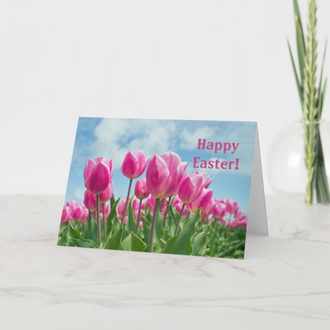 Pink Tulips Easter Card (Front)