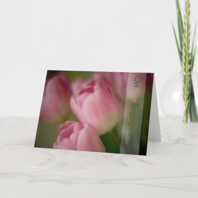 Pink Tulips • Engagement Congratulation Card (Front)