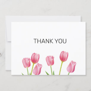 Pink Tulips Flat Thank You Card