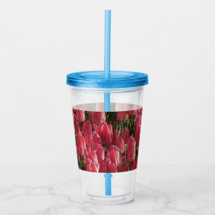 Pink Tulips Floral Acrylic Tumbler