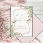 Pink Tulips Floral Elegant Vintage Bridal Shower I Invitation<br><div class="desc">Beautiful watercolor fancy frame surrounding lovely fonts and scripts done in coordinating colors bridal shower invite.  Cascading bunches of pink tulips on opposite corners create an elegant vintage feel.  A perfect bridal shower invitation for any season.</div>