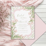 Pink Tulips Floral Elegant Vintage Bridal Shower Invitation<br><div class="desc">Beautiful watercolor fancy frame surrounding lovely fonts and scripts done in coordinating colors bridal shower invite.  Cascading bunches of pink tulips on opposite corners create an elegant vintage feel.  A pink tulips coordinated background with delicate green leaves.  A perfect bridal shower invitation for any season.</div>