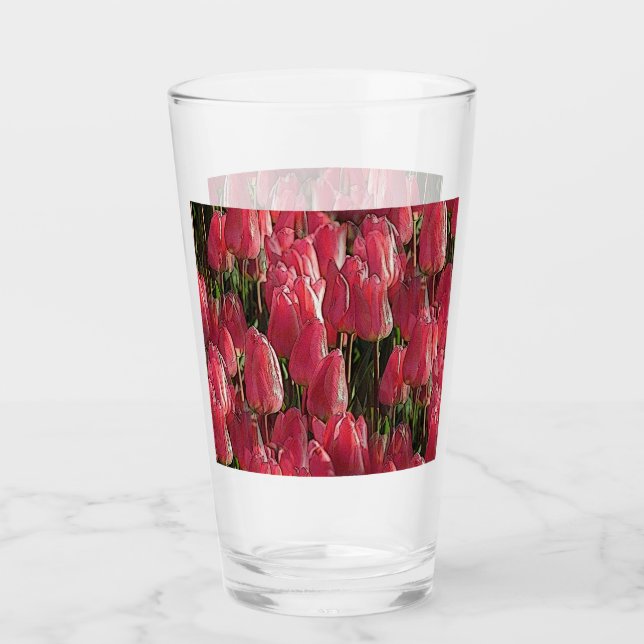 Pink Tulips Floral Glass (Front)