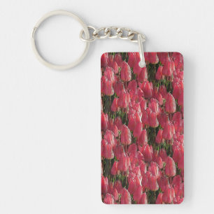 Pink Tulips Floral Key Ring