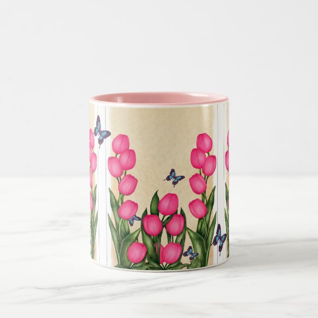 Pink Tulips Floral Mug (Center)
