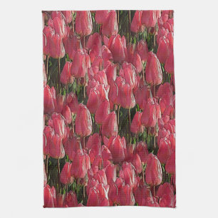 Pink Tulips Floral Tea Towel