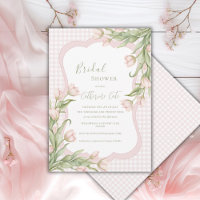 Pink Tulips Floral Vintage Gingham Bridal Shower