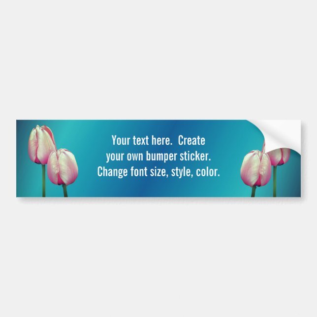 Pink Tulips Flowers Personalised Bumper Sticker (Front)