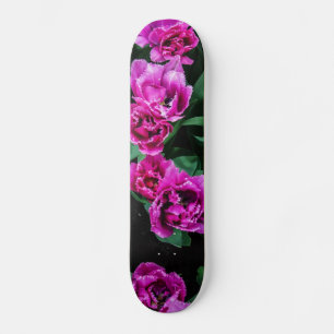 Pink tulips flowers skateboard