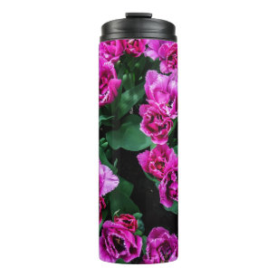 Pink tulips flowers thermal tumbler