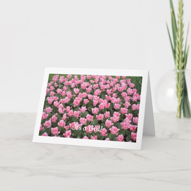 Pink Tulips Greeting Card (Front)