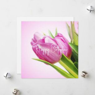 Pink tulips holiday card