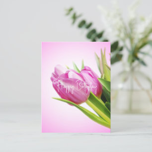 Pink tulips holiday postcard