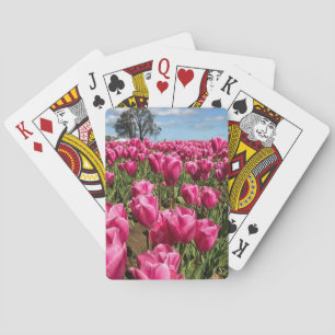 Pink Tulips in a Field, Oregon Playing Cards