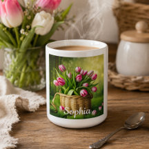 Pink Tulips in Basket