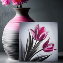 Pink Tulips Ink Sketch