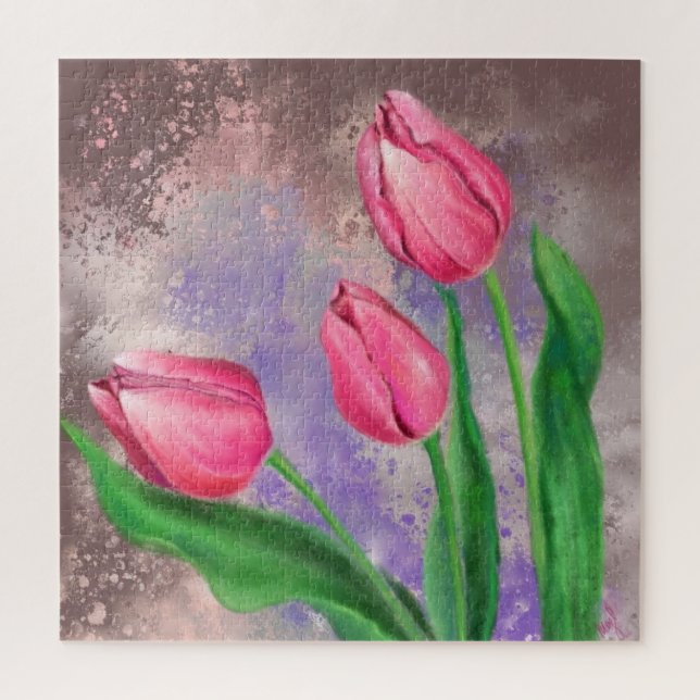 Pink Tulips Jigsaw Puzzle - Painting (Vertical)