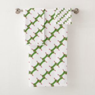 Pink tulips pattern bath towel set