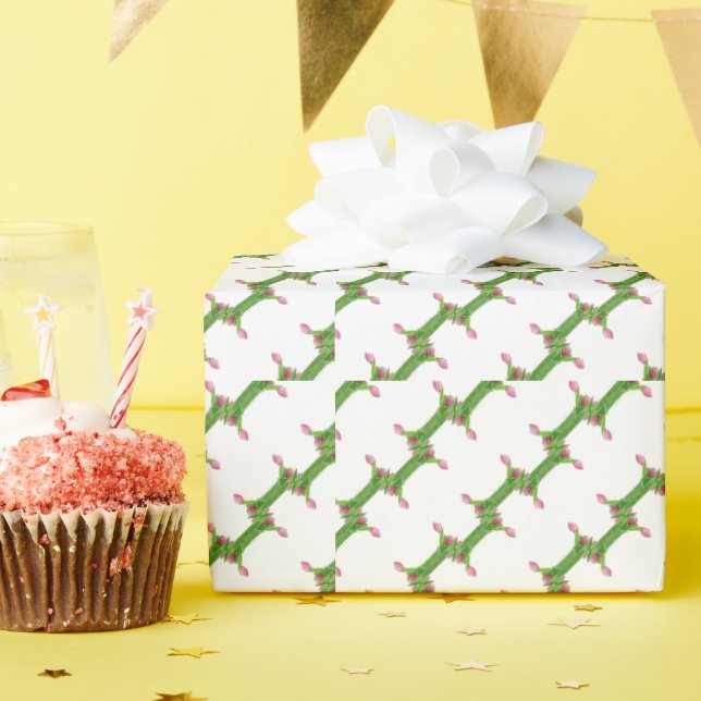 Pink tulips pattern wrapping paper (Birthday Party)