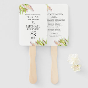 Pink Tulips Personalised Program Garden Wedding Hand Fan