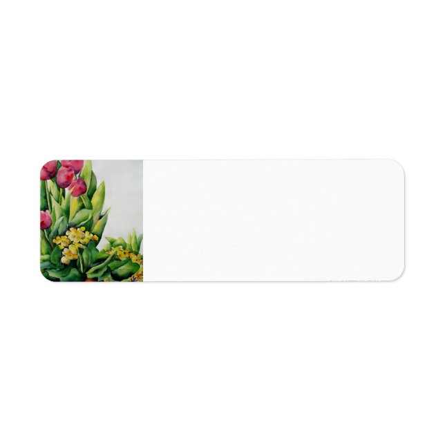 Pink Tulips Return Address Label (Front)