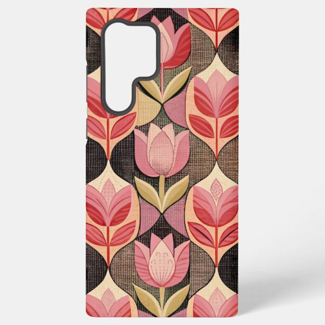 Pink Tulips Samsung Galaxy S22 Ultra Case (Back)